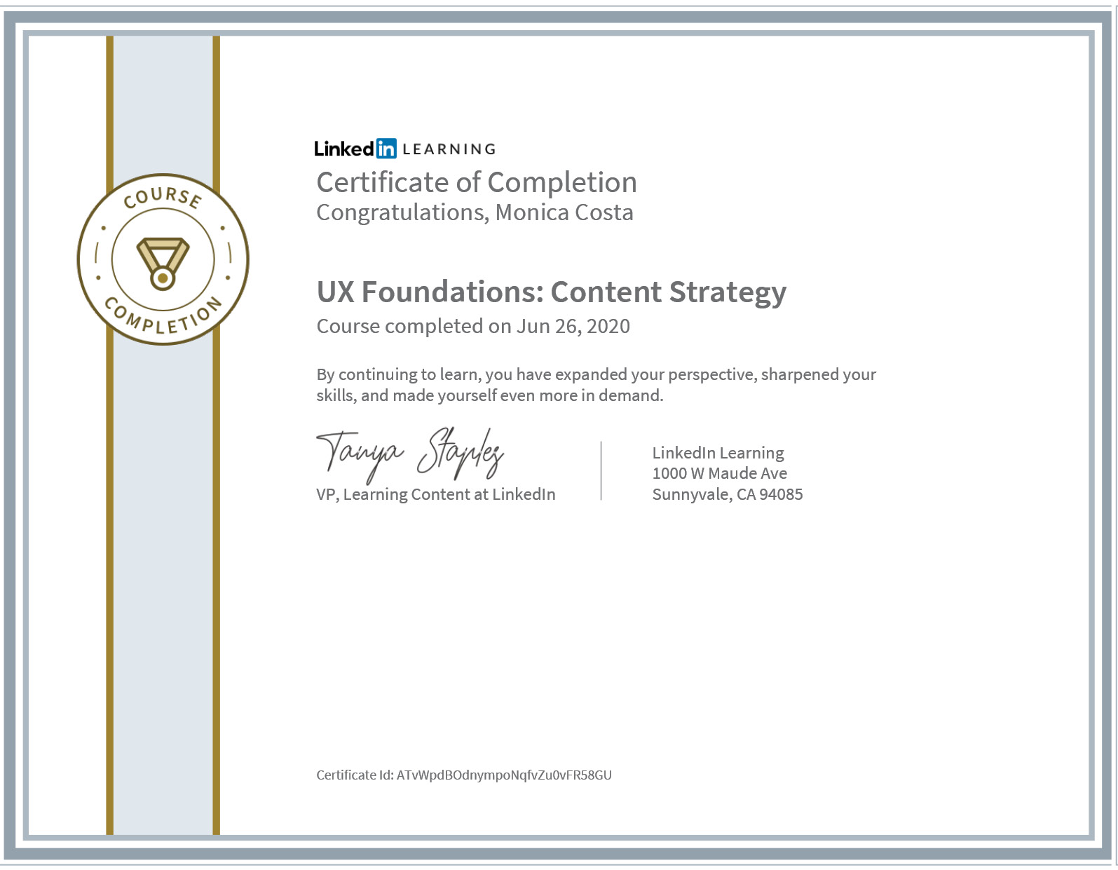 certificate UX foundation content strategy