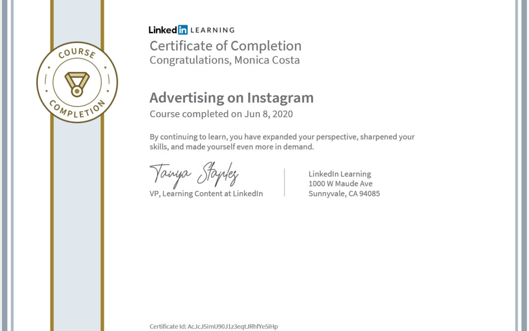 certificate advertising on Instagram