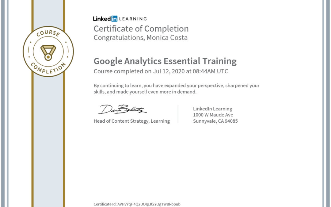 certificate Google Analytics essential training