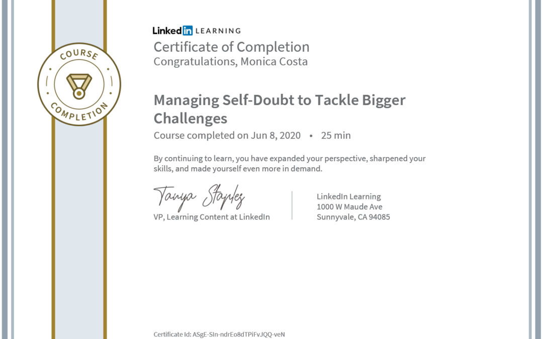 certificate managing self doubt