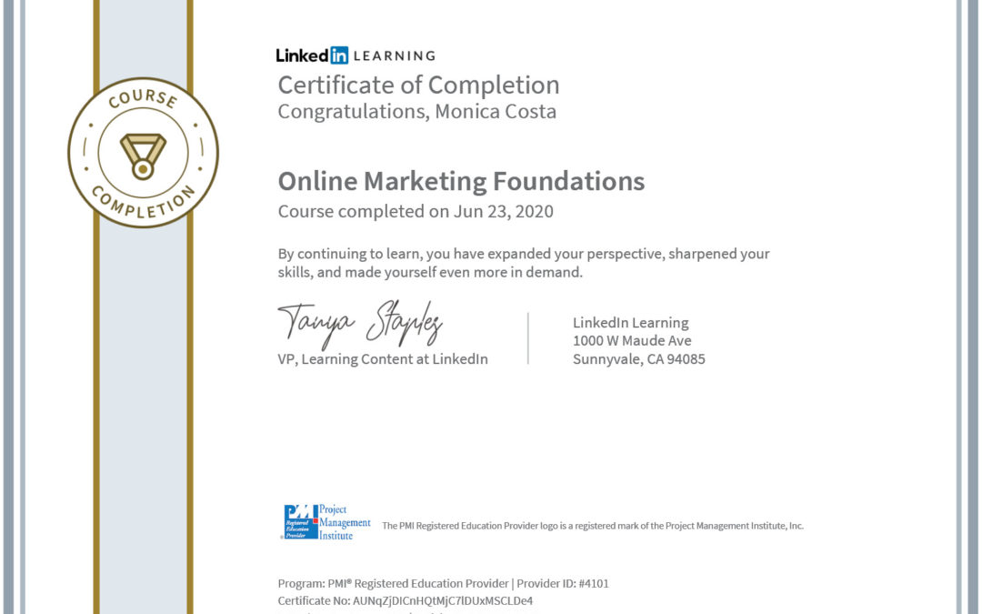certificate online marketing foundation PMI