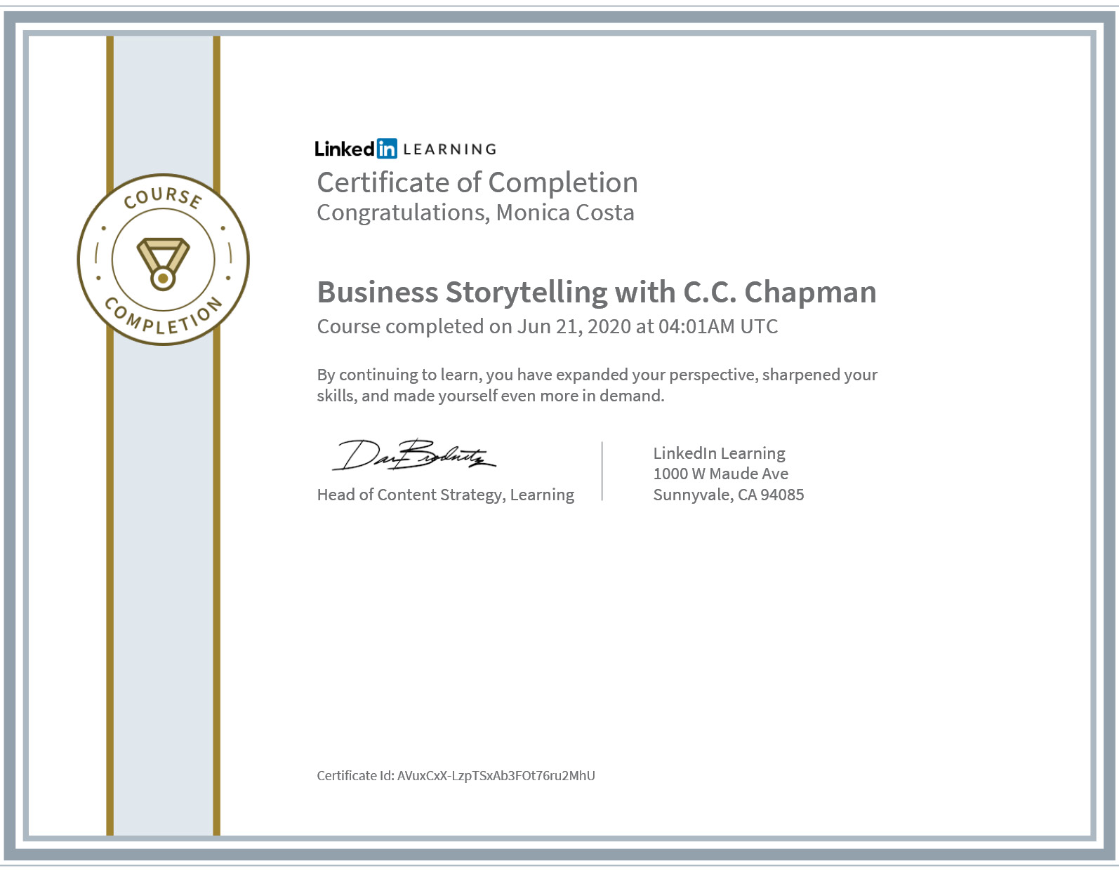 Certificate Business Storytelling
