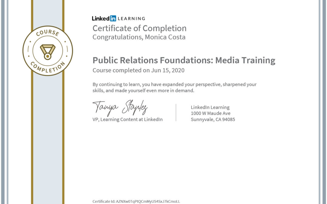 Certificate Public Relation Foundation: Media training
