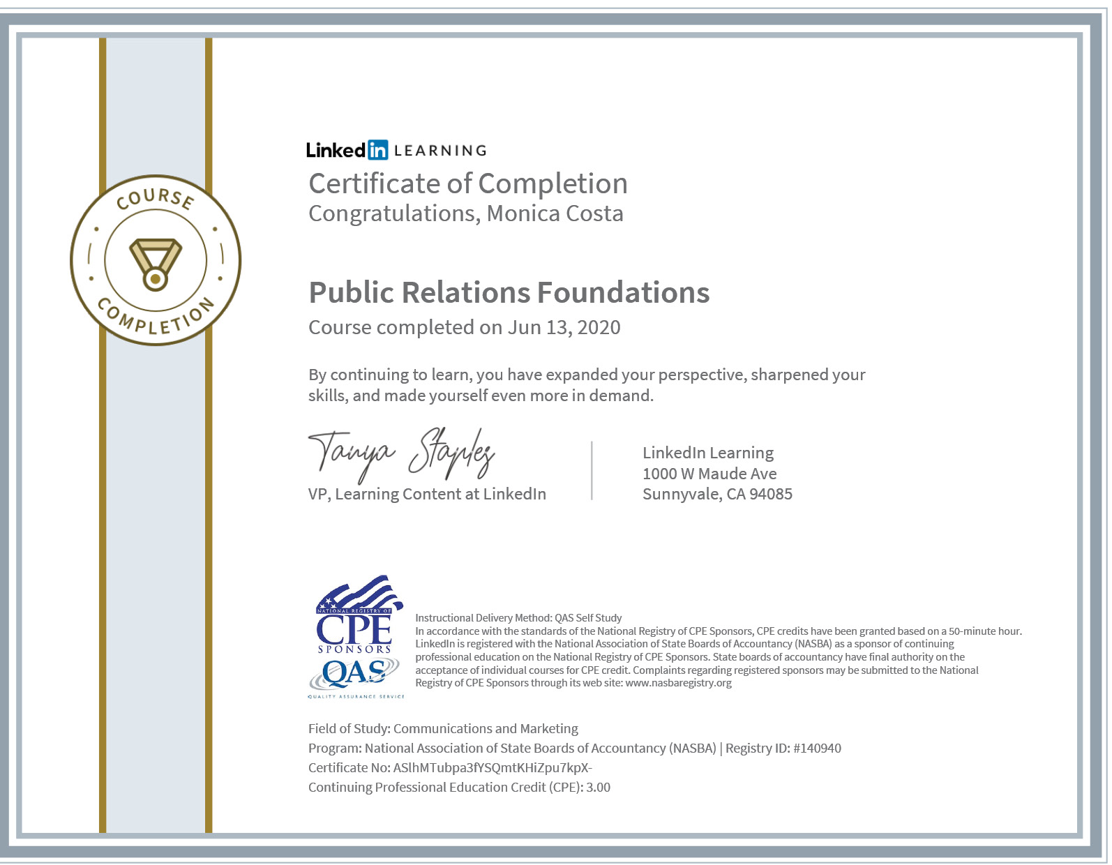 Certificate Public Relation Foundation