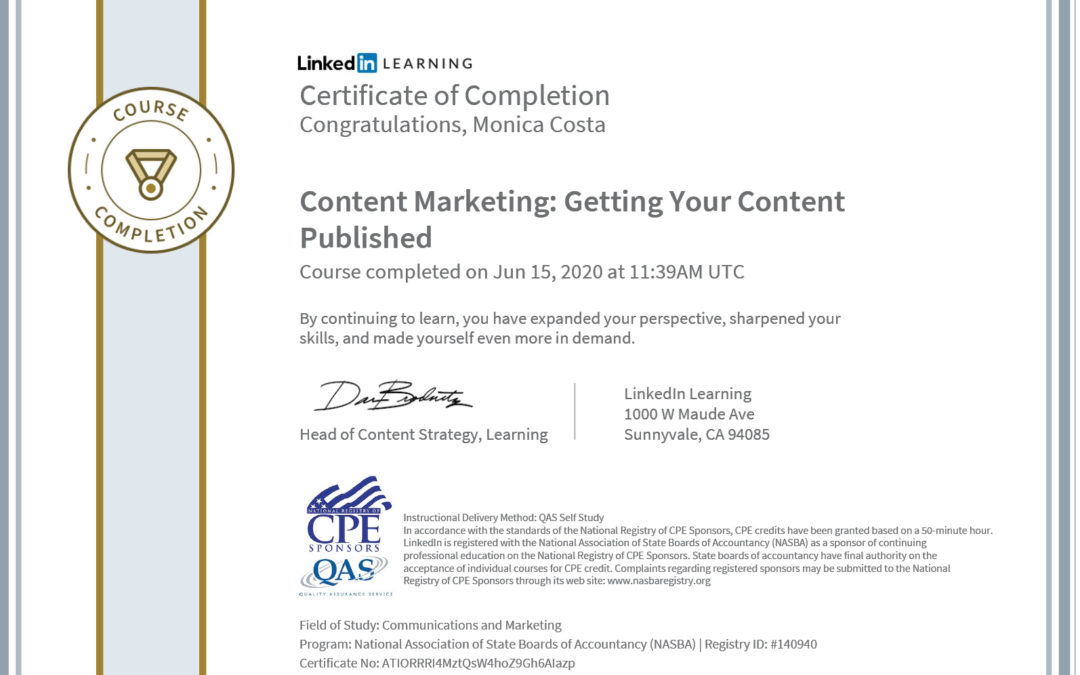 Certificate getting your content published