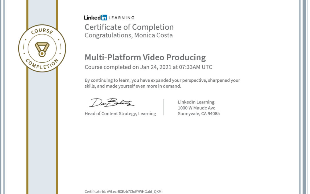 Certificate multi platform video producing