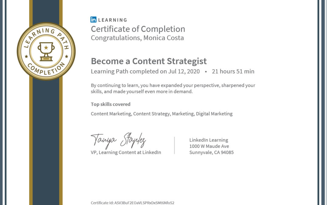 certificate learning path: become a content strategist