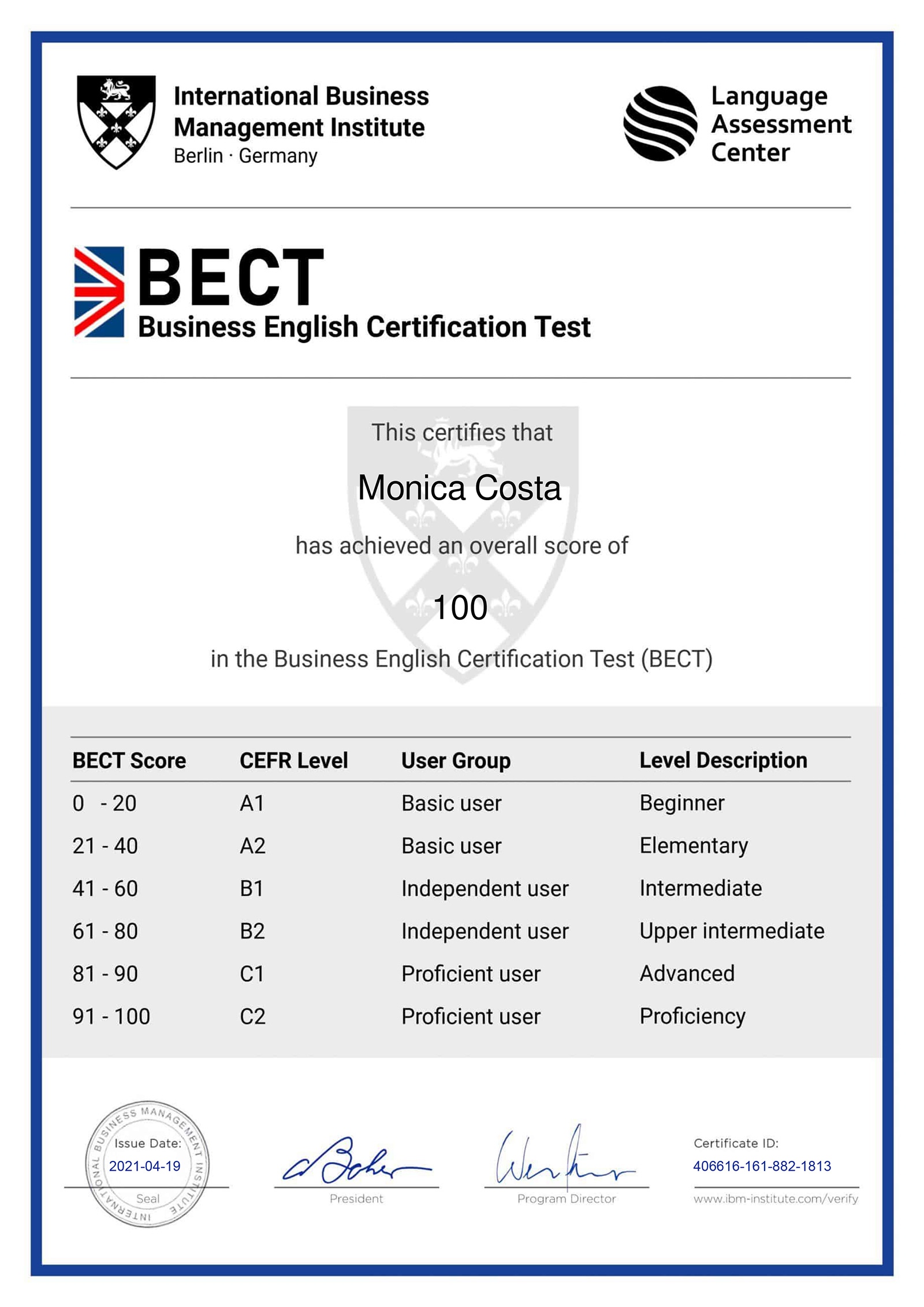 Business English Certification Test (BECT)