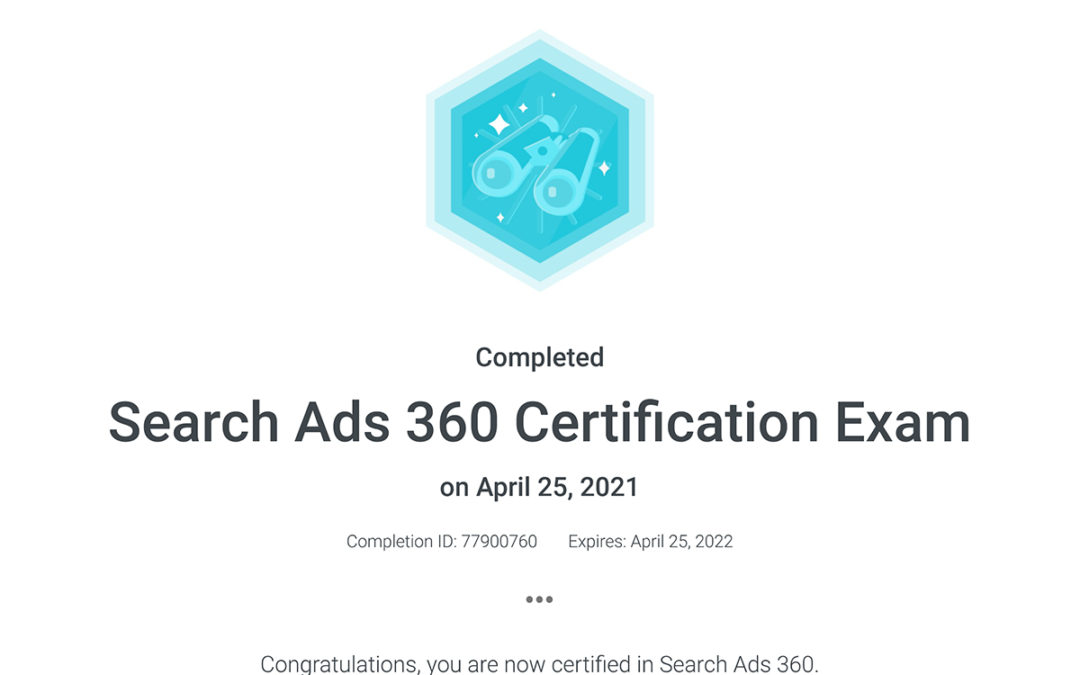 Search Ads 360 Certification