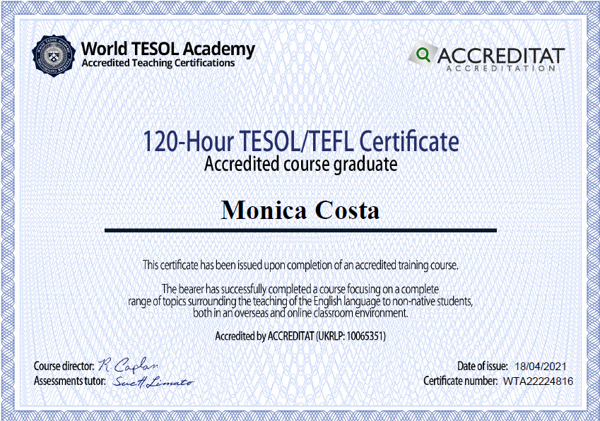 TESOL/TEFL accredited certificate