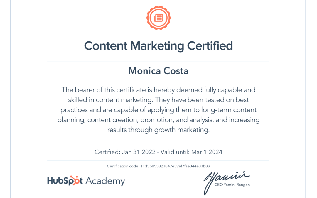 Content Marketing Certificate