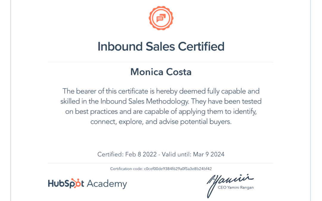 Inbound Sales Certificate